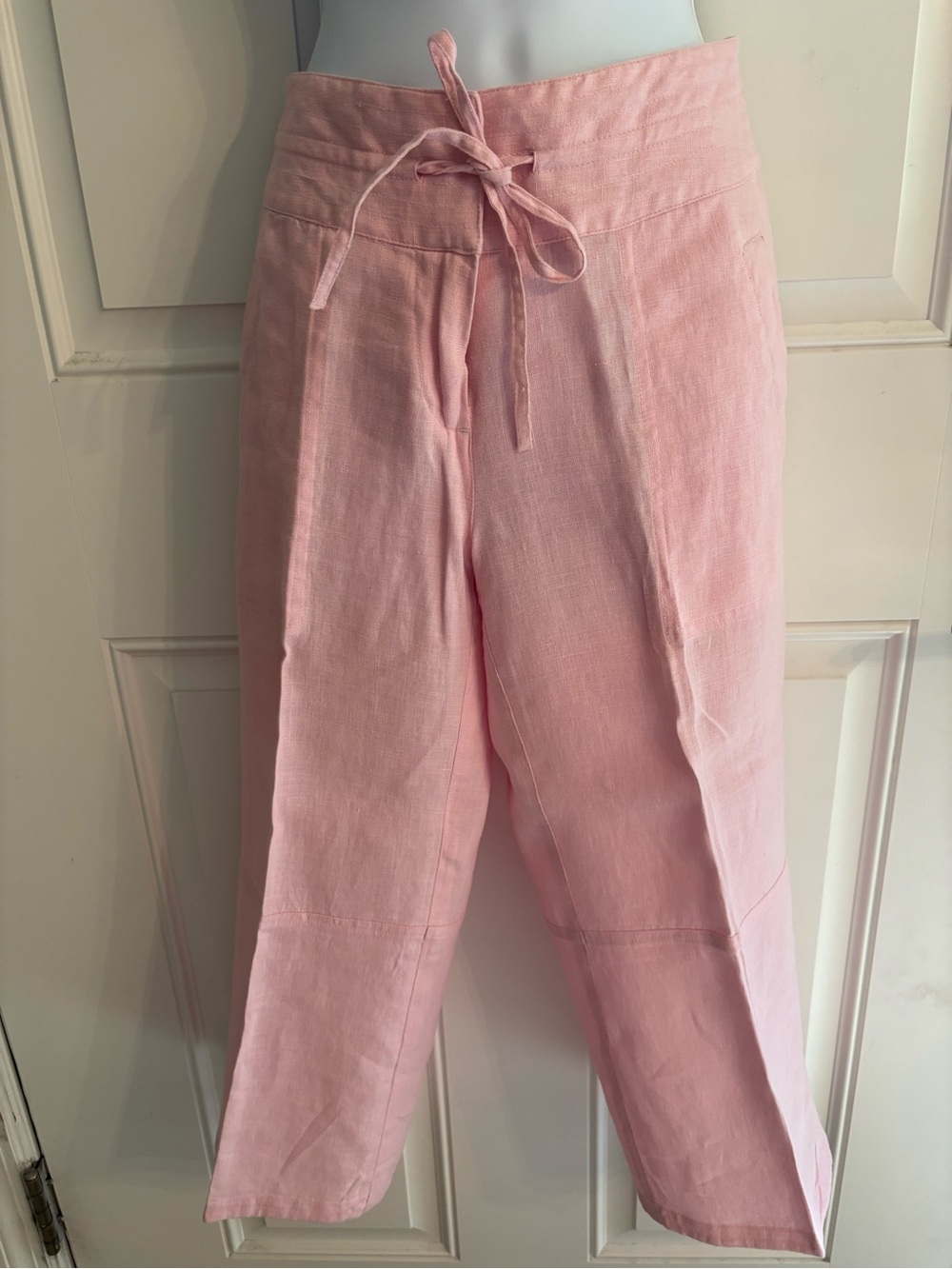Style & Co. Pink Cropped Linen-Blend Drawstring Pants